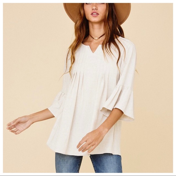 ✨ONE DAY SALE LAST ONE✨Linen blend ruffled babydoll tunic top - Picture 5 of 5